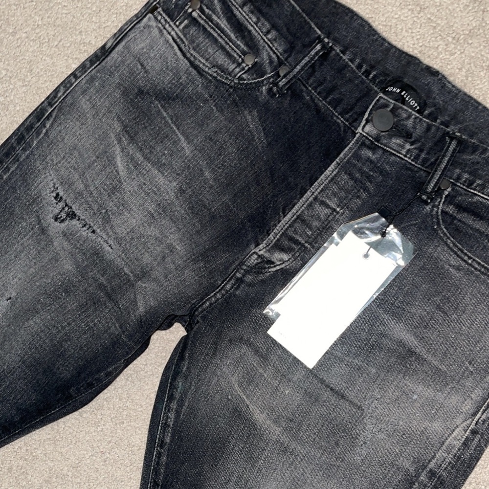 John Elliot stonewashed black denim